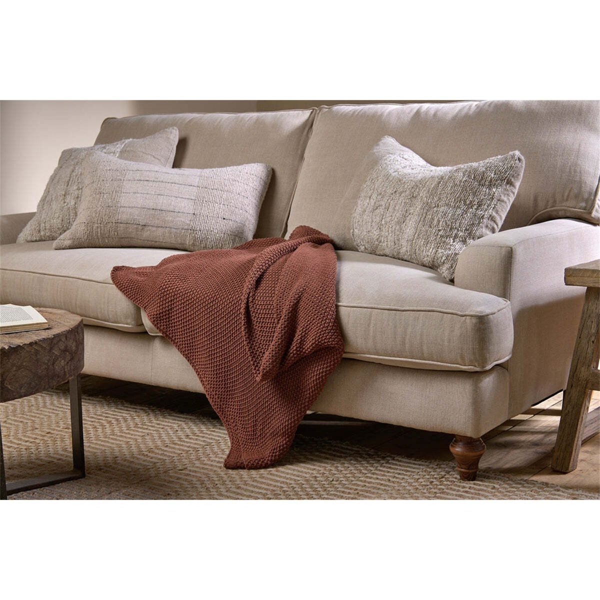 Nahan Moss Stitch Cotton Throw - Rust