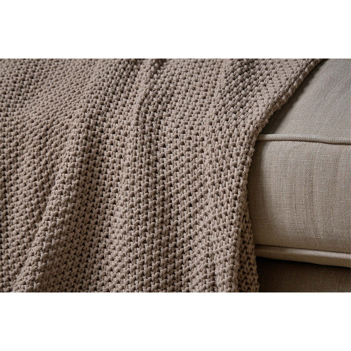 Nahan 130 x 200cm Moss Stitch Cotton Throw - Stone