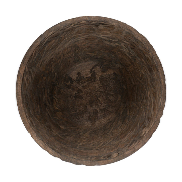 Nyati Large Mango Wood Serving Bowl - Dark Brown