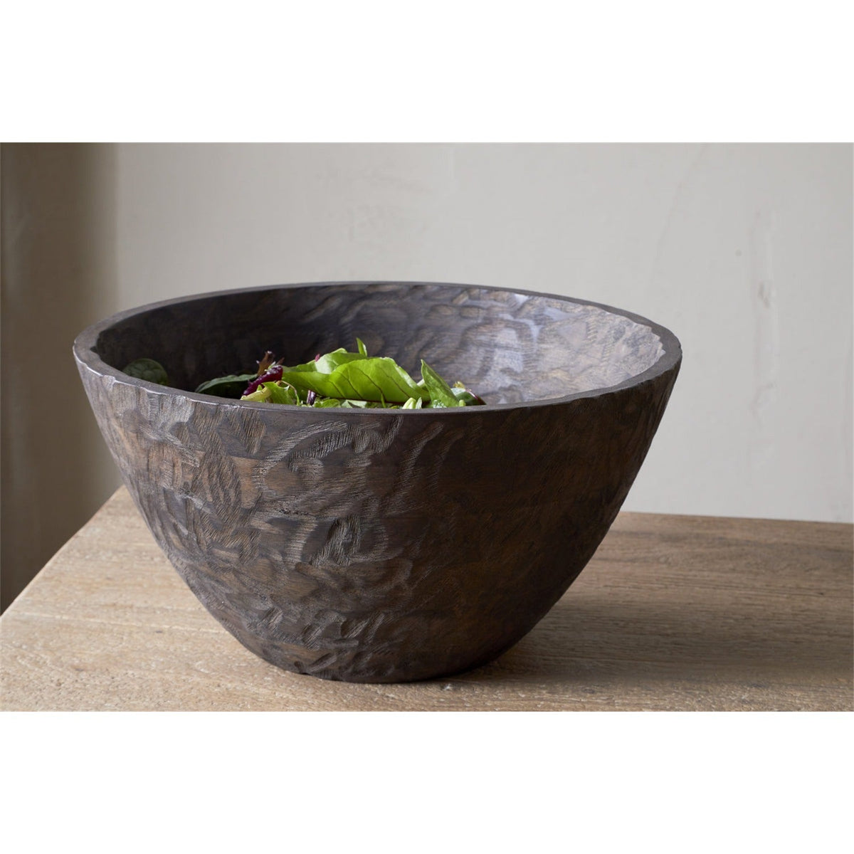 Nyati Large Mango Wood Serving Bowl - Dark Brown