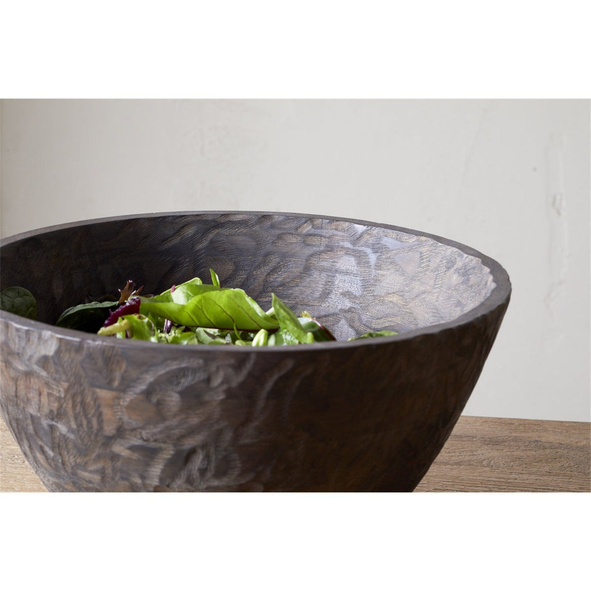 Nyati Large Mango Wood Serving Bowl - Dark Brown