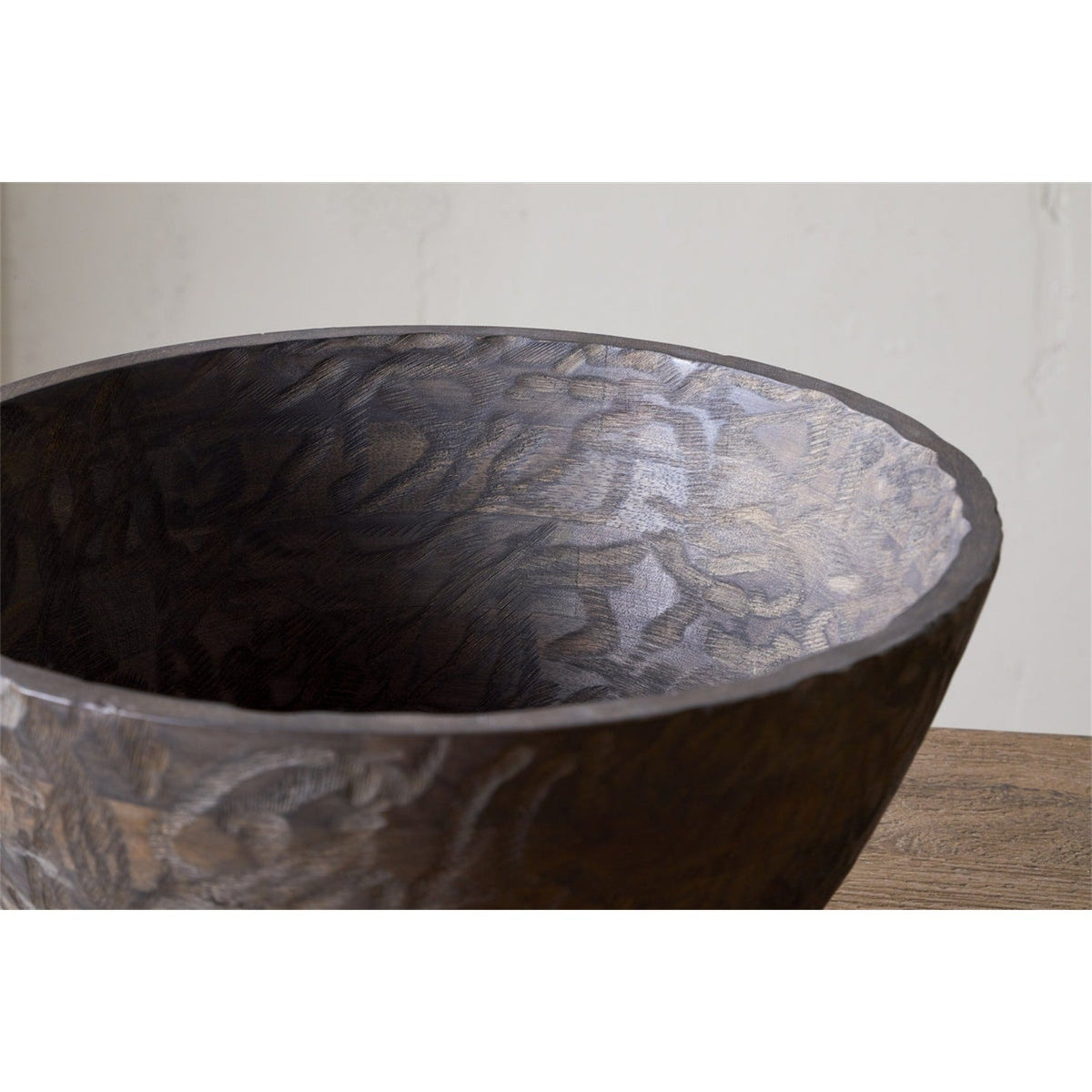 Nyati Large Mango Wood Serving Bowl - Dark Brown