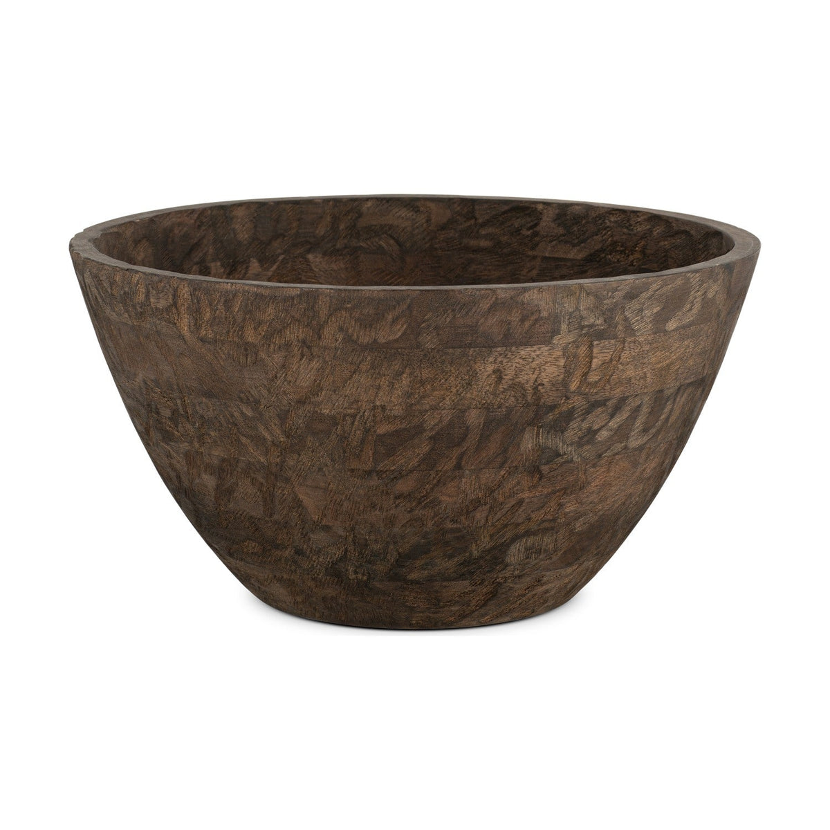 Nyati Large Mango Wood Serving Bowl - Dark Brown