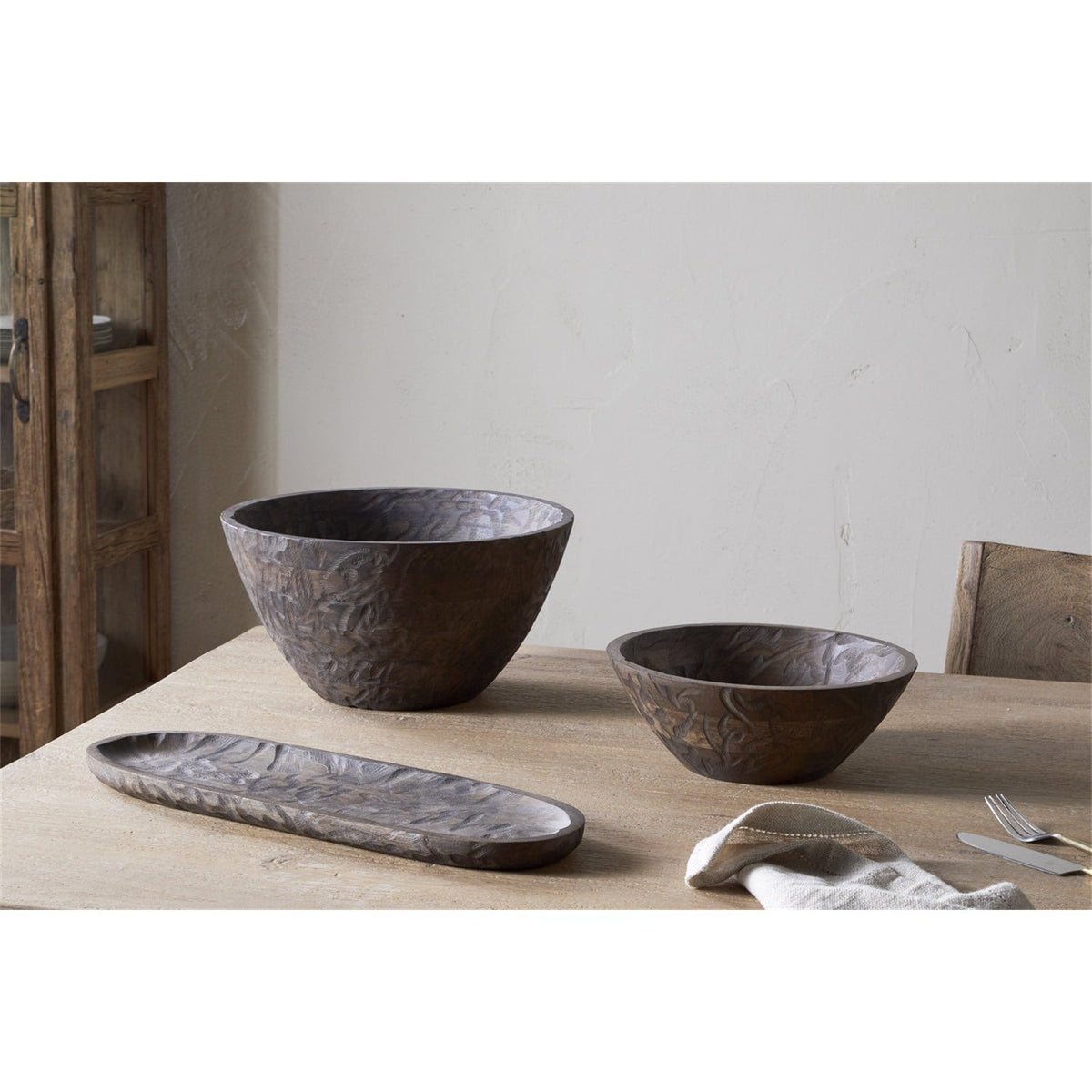 Nyati Small Wooden Serving Bowl - Dark Brown