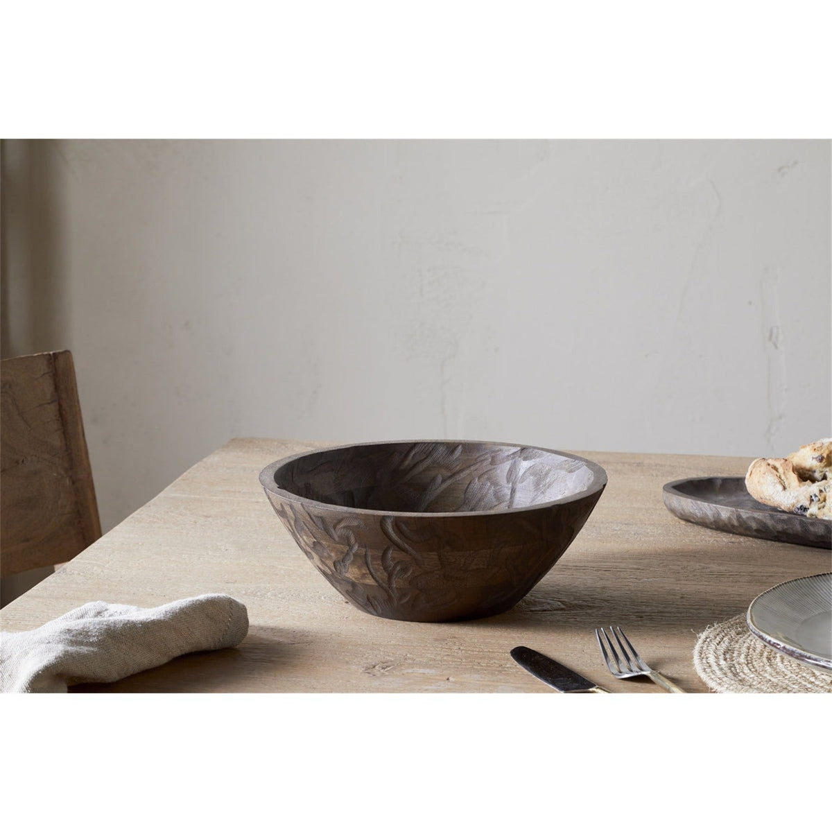 Nyati Small Wooden Serving Bowl - Dark Brown