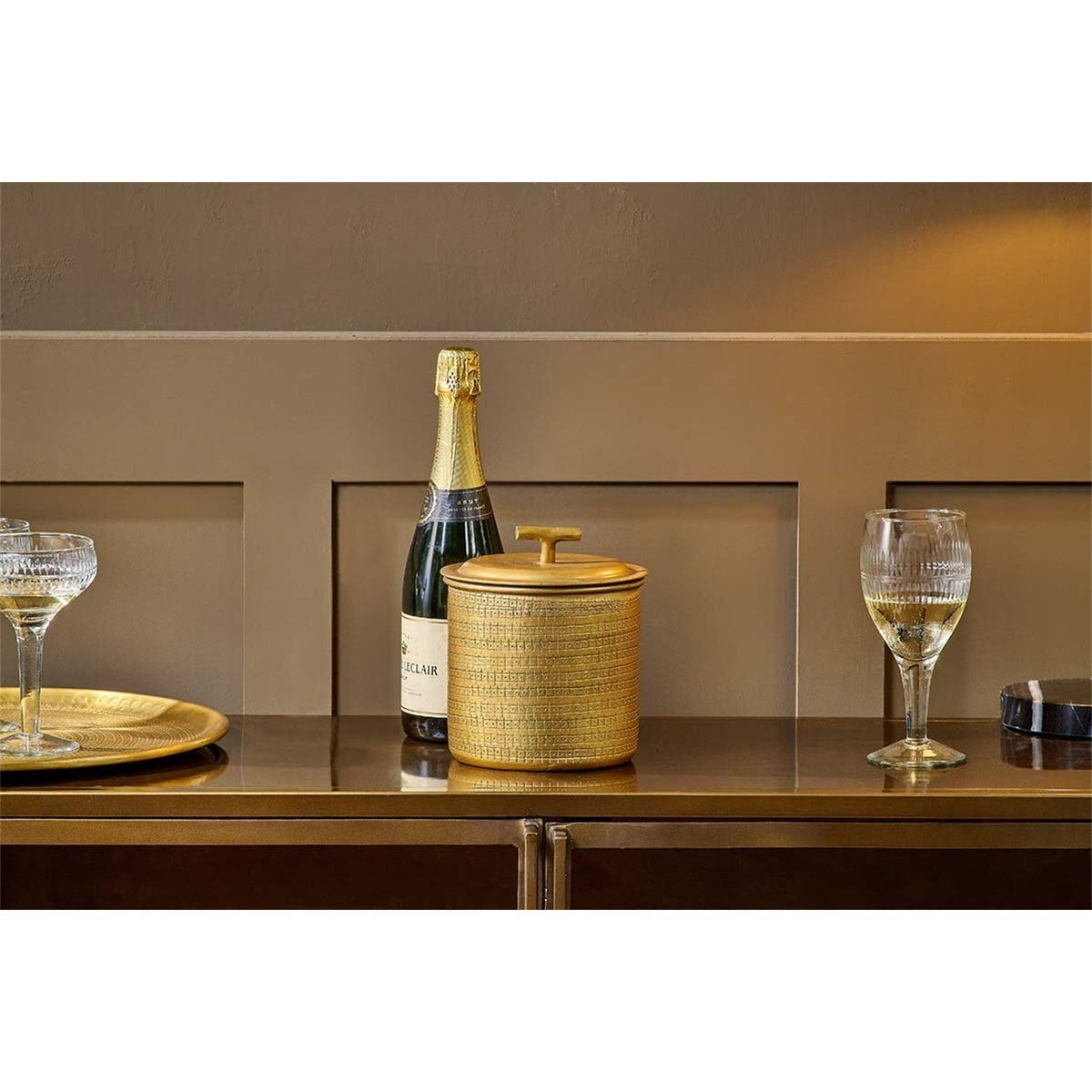 Nalgora Etched Ice Bucket - Antique Brass