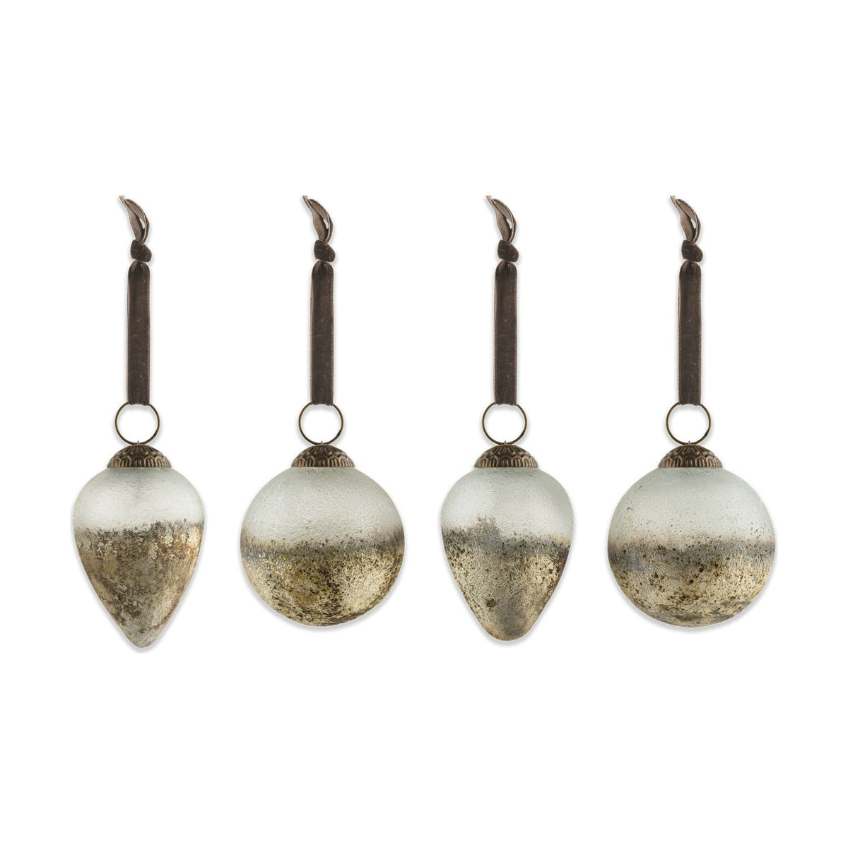 Ngolo Recycled Glass Baubles - Aged Smoke - Set of 4