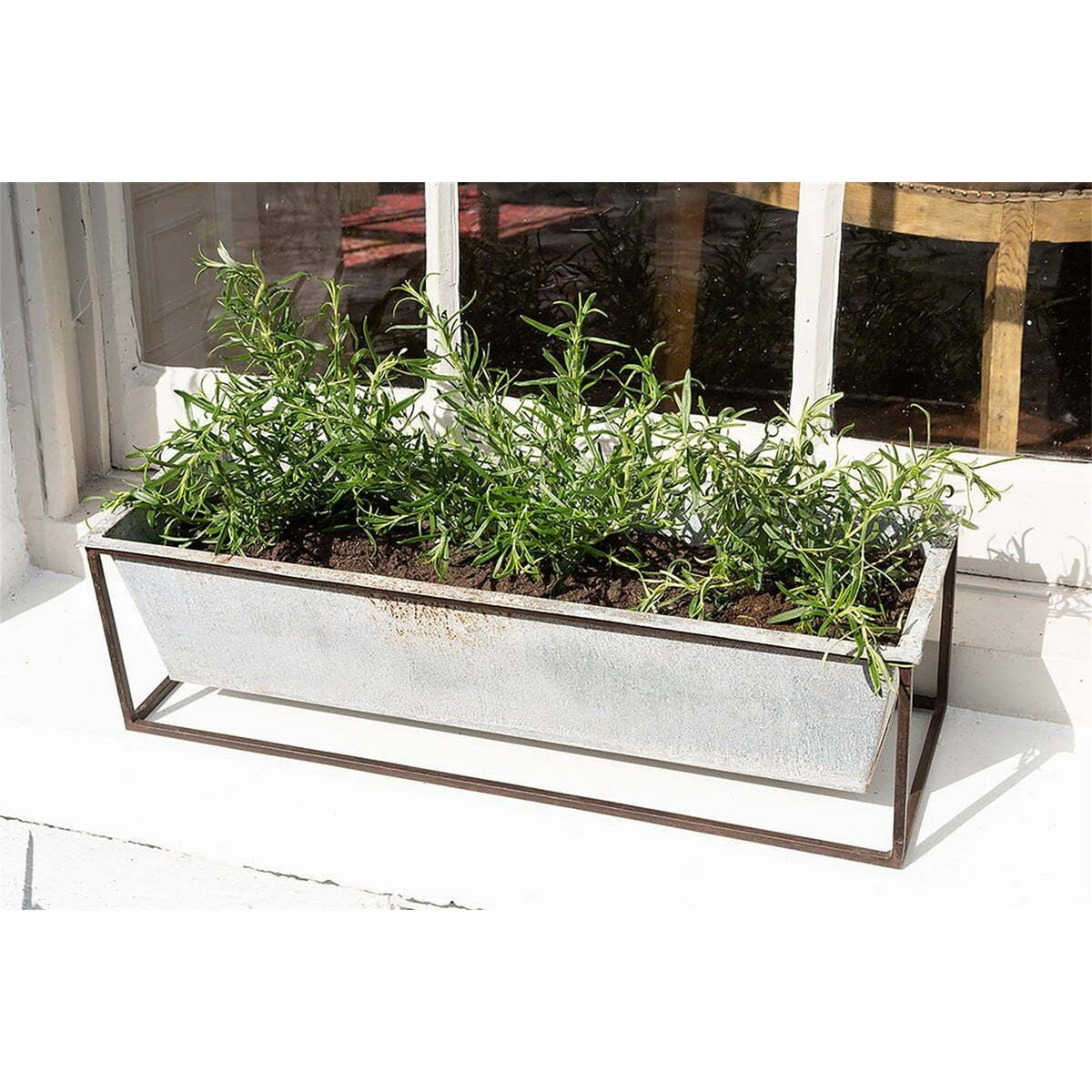 Narlu Window Box Planter - Aged Zinc