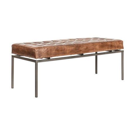 Nasan Leather Upholstered Bench - Brown