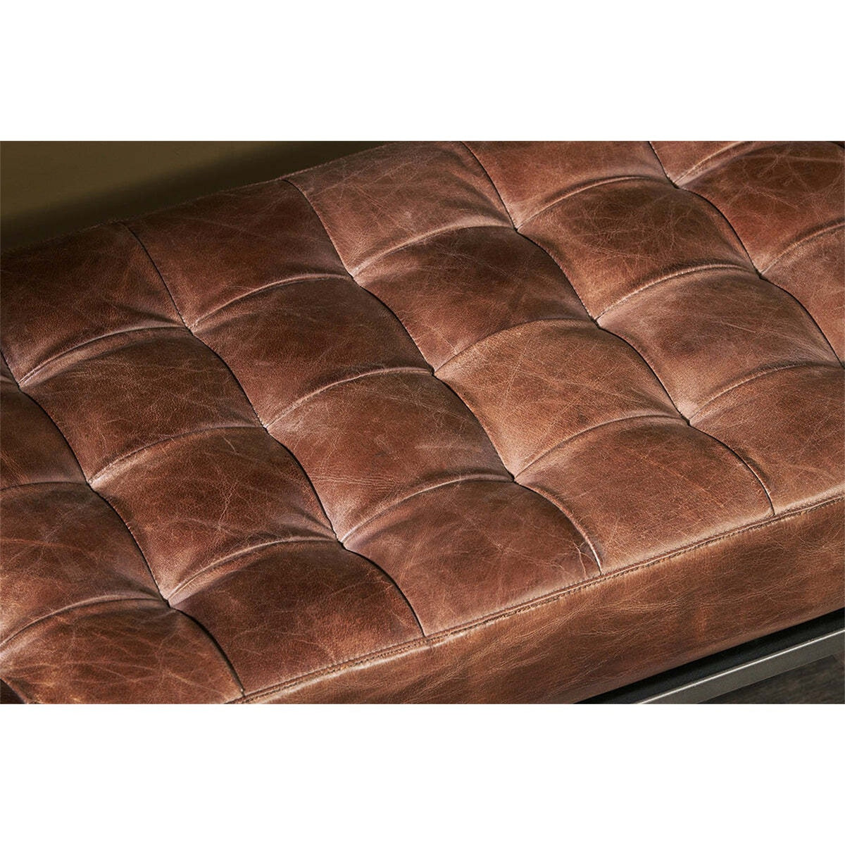 Nasan Leather Upholstered Bench - Brown