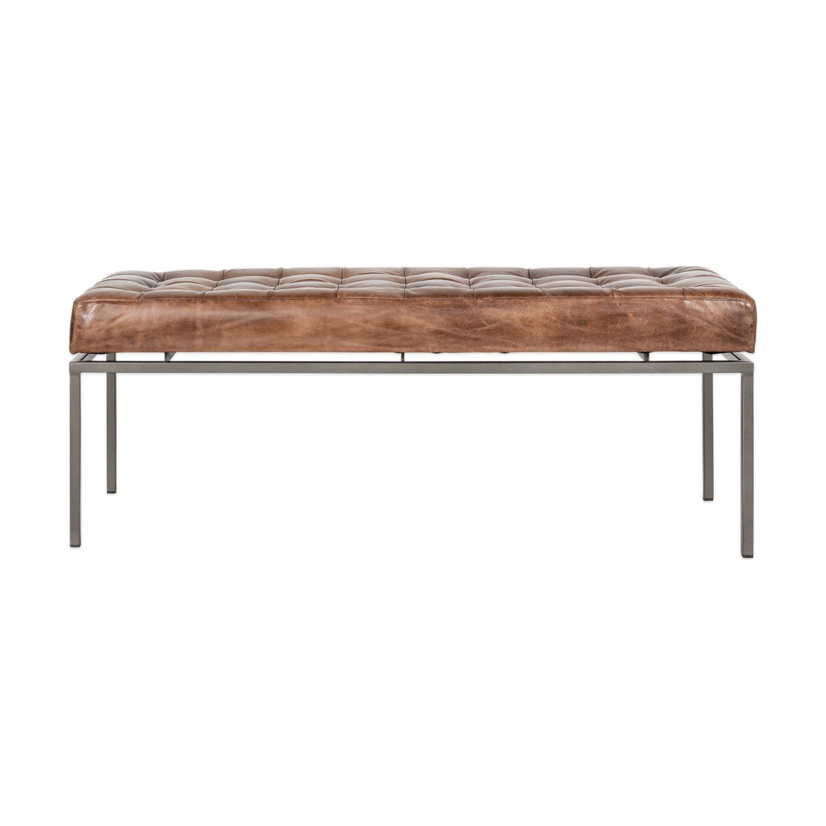 Nasan Leather Upholstered Bench - Brown