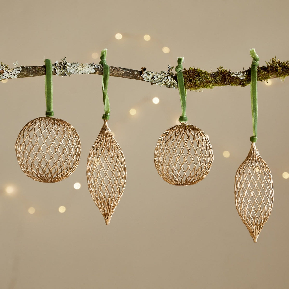 Nirav Wire Baubles - Brass - Set of 4