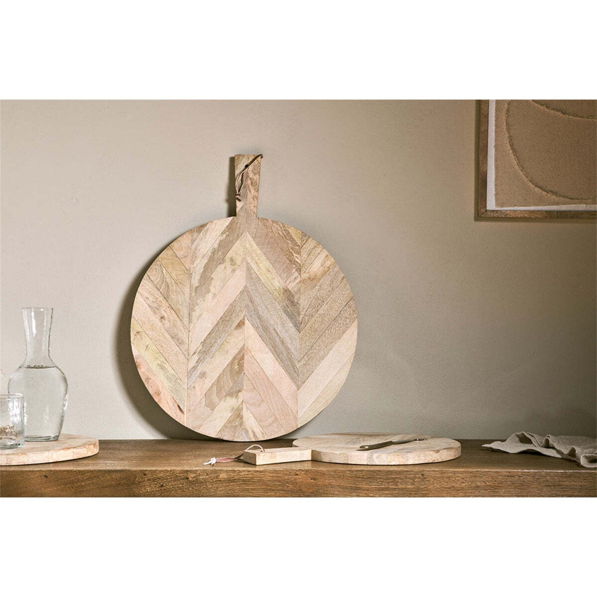 Nalbari Small Round Mango Wood Pizza Board - Natural