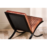Narwana Ribbed Leather Lounge Chair - Aged Tan