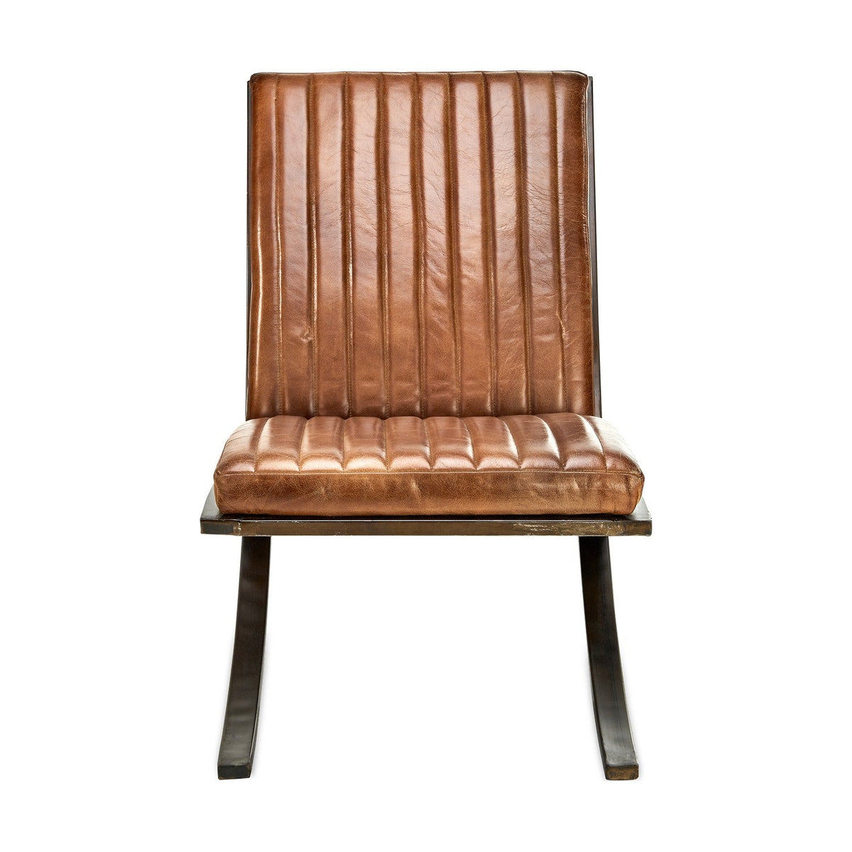 Narwana Ribbed Leather Lounge Chair - Aged Tan