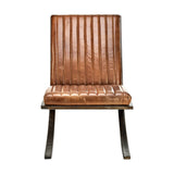 Narwana Ribbed Leather Lounge Chair - Aged Tan