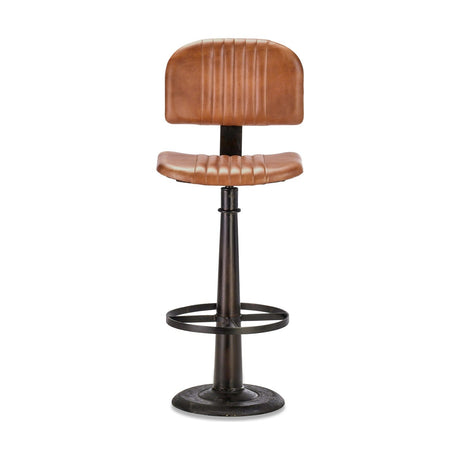 Narwana Leather Bar Stool - Aged Tan
