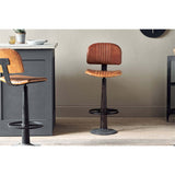 Narwana Leather Bar Stool - Aged Tan