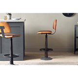 Narwana Leather Bar Stool - Aged Tan