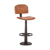 Narwana Leather Bar Stool - Aged Tan