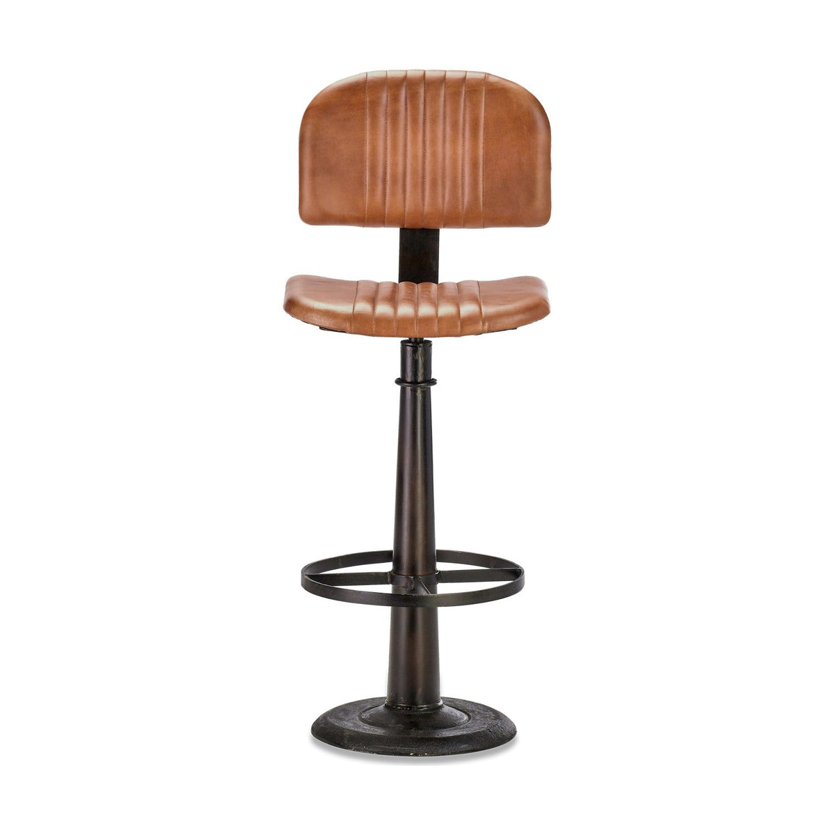 Narwana Leather Bar Stool - Aged Tan