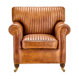 Narwana Ribbed Leather Armchair - Aged Tan
