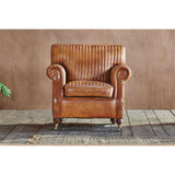 Narwana Ribbed Leather Armchair - Aged Tan