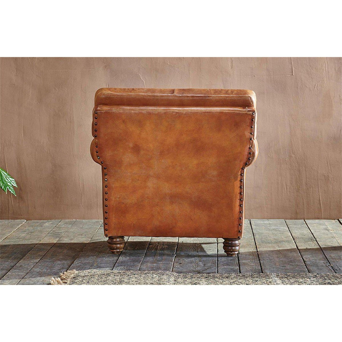 Narwana Ribbed Leather Armchair - Aged Tan