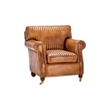 Narwana Ribbed Leather Armchair - Aged Tan