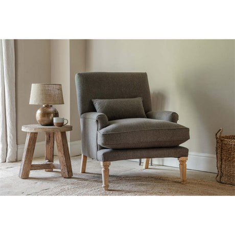 Nalla Herringbone Wool Armchair - Charcoal