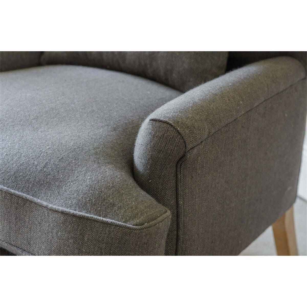 Nalla Herringbone Wool Armchair - Charcoal