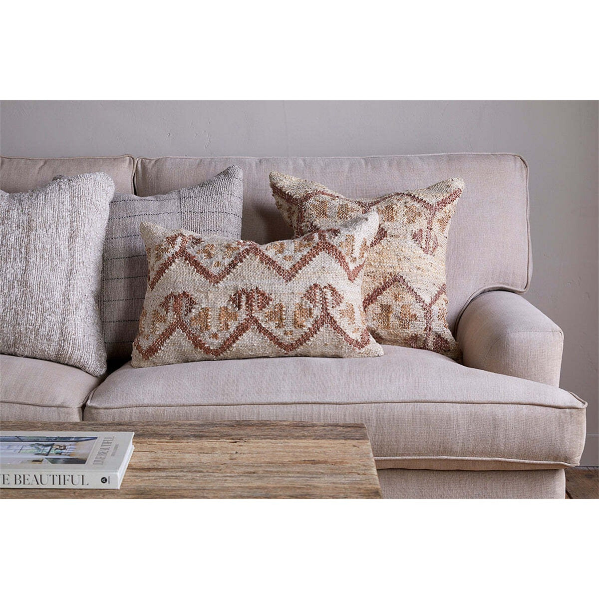 Nuvali 60 x 40cm Cotton & Jute Cushion Cover - Rust