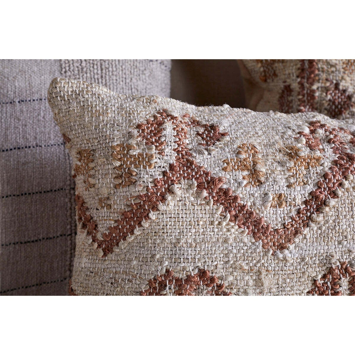 Nuvali 60 x 40cm Cotton & Jute Cushion Cover - Rust