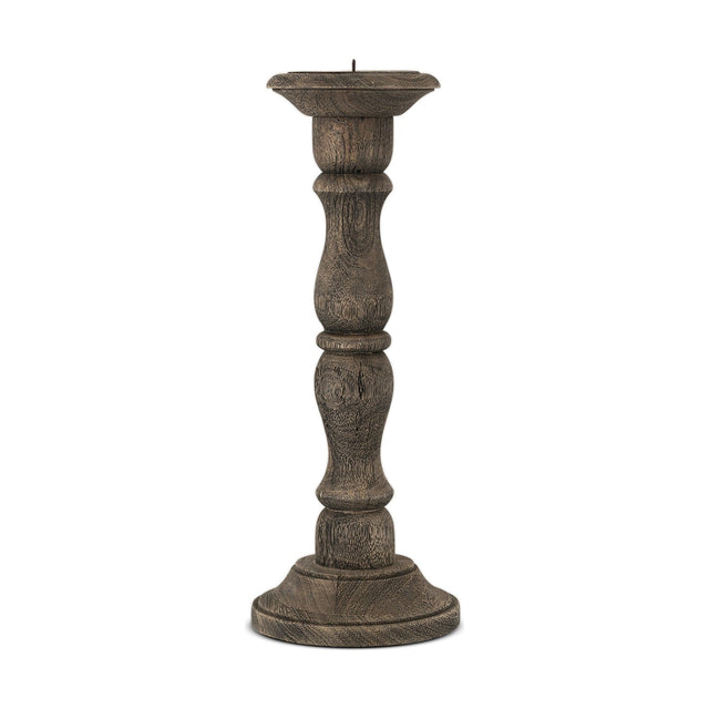 Nayati Small Mango Wood Pillar Candlestick - Dark Stain