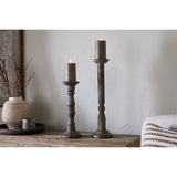 Nayati Small Mango Wood Pillar Candlestick - Dark Stain