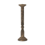 Nayati Large Mango Wood Pillar Candlestick - Dark Stain