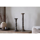 Nayati Large Mango Wood Pillar Candlestick - Dark Stain