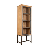 Nirvi Tall Mango Wood & Iron Display Cabinet - Black