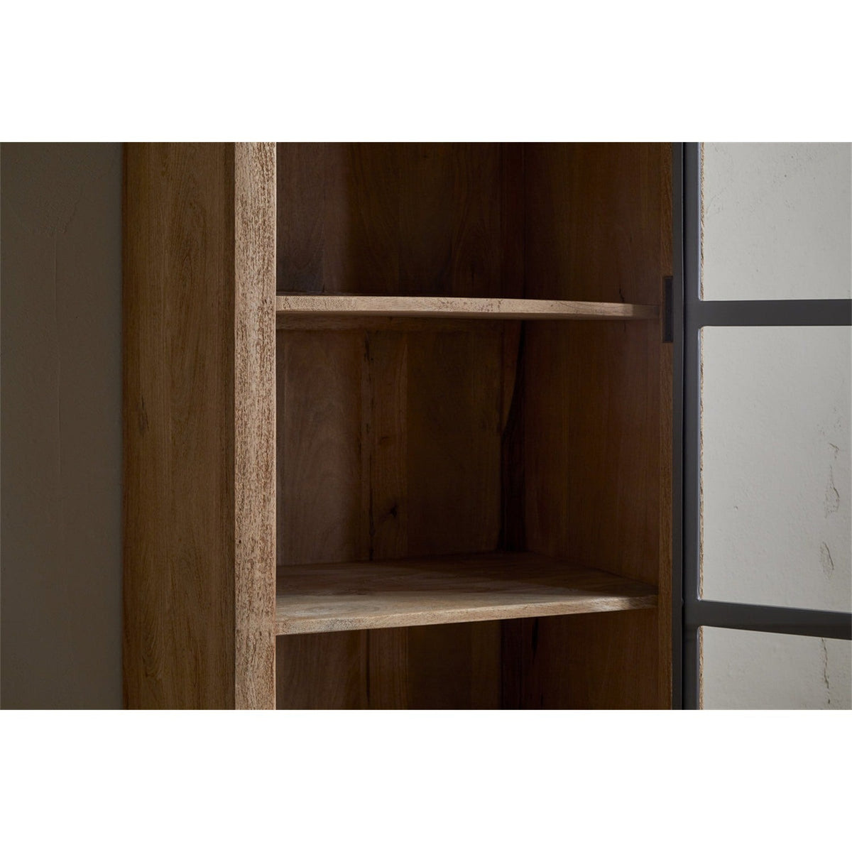 Nirvi Tall Mango Wood & Iron Display Cabinet - Black
