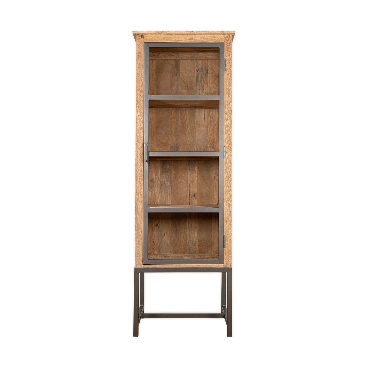 Nirvi Tall Mango Wood & Iron Display Cabinet - Black