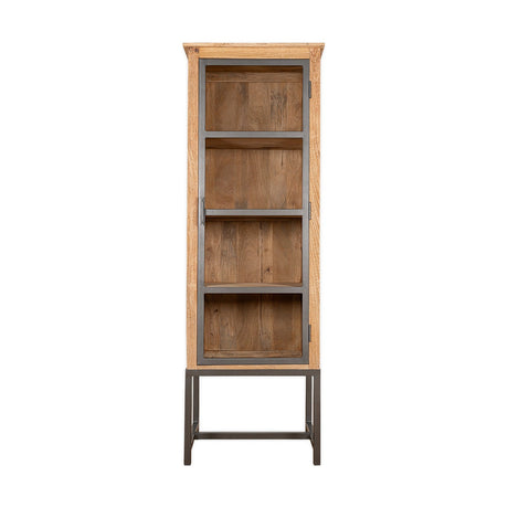 Nirvi Tall Mango Wood & Iron Display Cabinet - Black