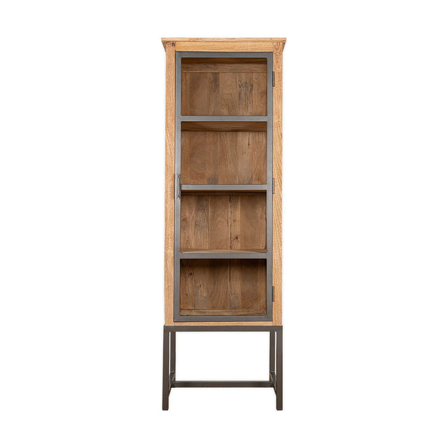 Nirvi Tall Mango Wood & Iron Display Cabinet - Black