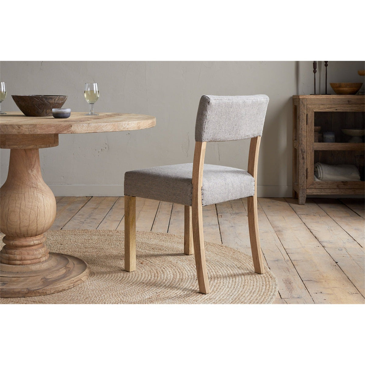 Nadeeka Linen Upholstered Dining Chair - Soft Grey