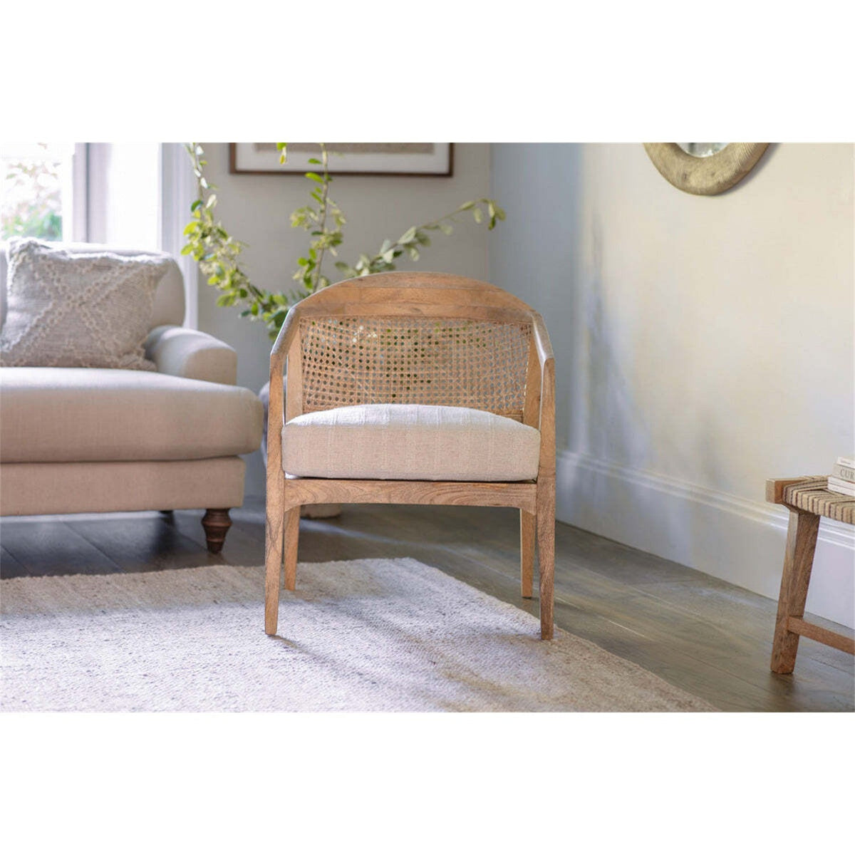 Nabhi Mango Wood & Cane Armchair - Natural