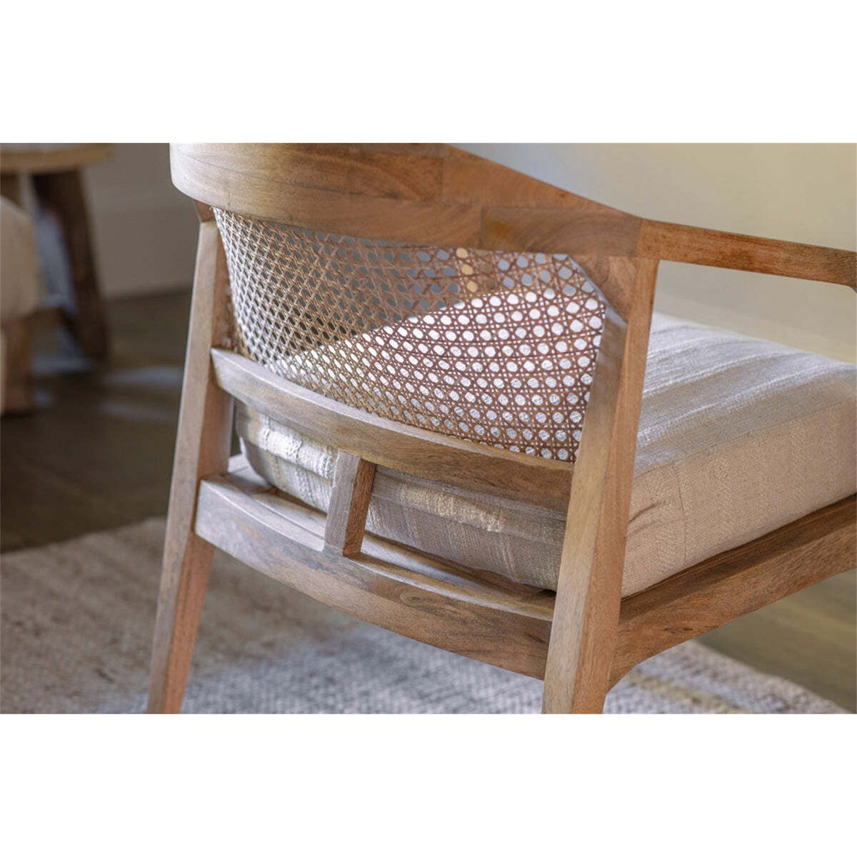 Nabhi Mango Wood & Cane Armchair - Natural