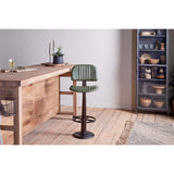 Narwana Leather Bar Stool - Rich Green