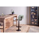 Narwana Leather Bar Stool - Rich Green
