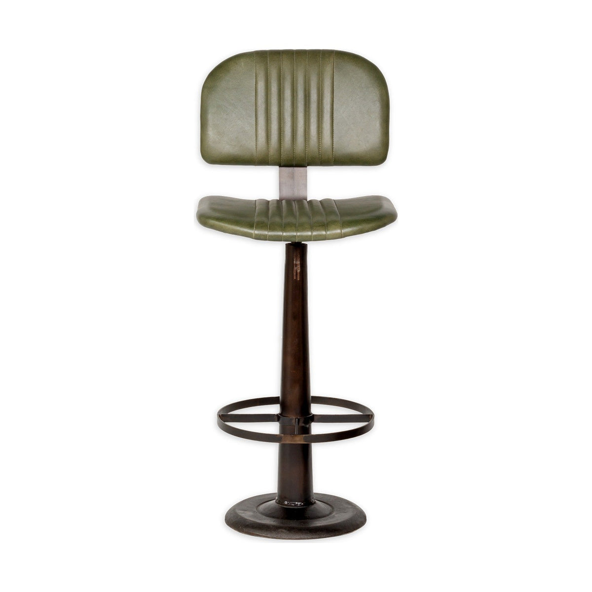 Narwana Leather Bar Stool - Rich Green