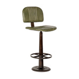 Narwana Leather Bar Stool - Rich Green