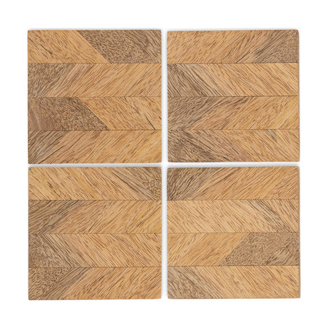 Nalbari Mango Wood Coasters - Natural - Set of 4